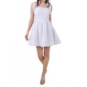 NEW B.RIGHT floral tie shoulder mini dress in white